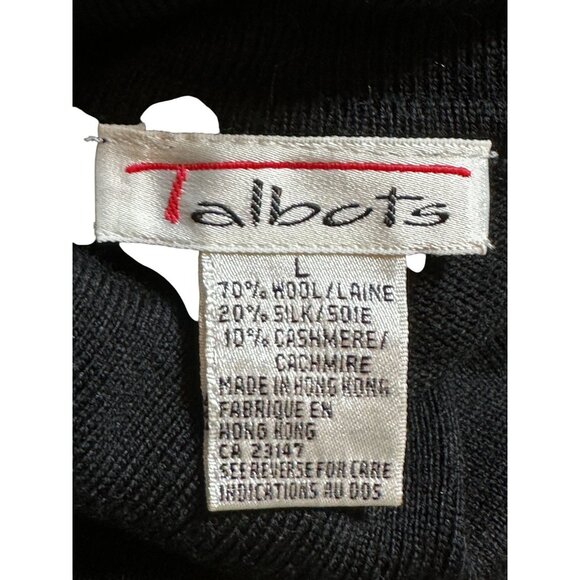 Talbots Womens Black Wool Silk Cashmere Blend Turtleneck Sweater Size L Goth - Picture 3 of 7